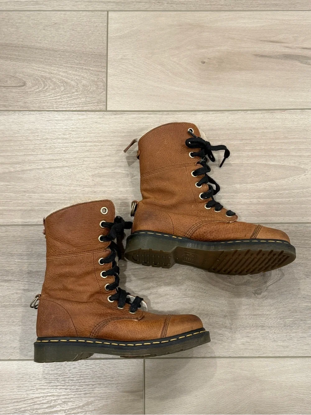 Dr. Martens Aimilita, Brown Fur Boots, Winter Shoes Size UK 6, EU 39 US 8